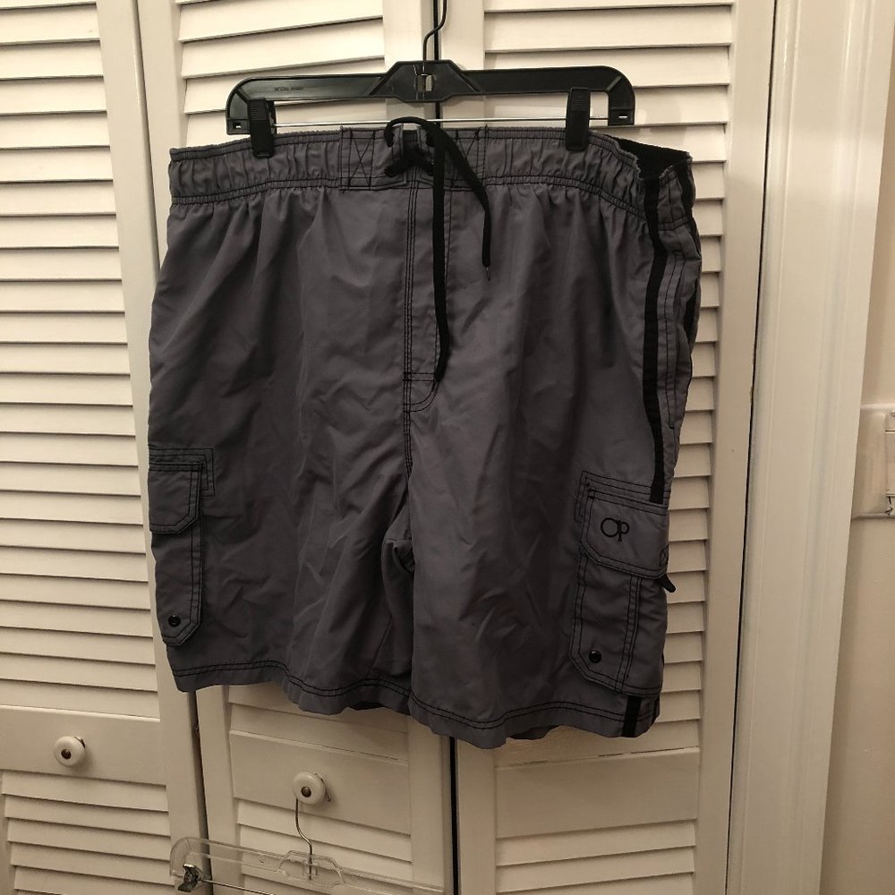 Ocean Pacific (Op) men gray hybrid cargo shorts, 38W